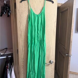 PrettyLittleThing Green Slip Maxi Dress
